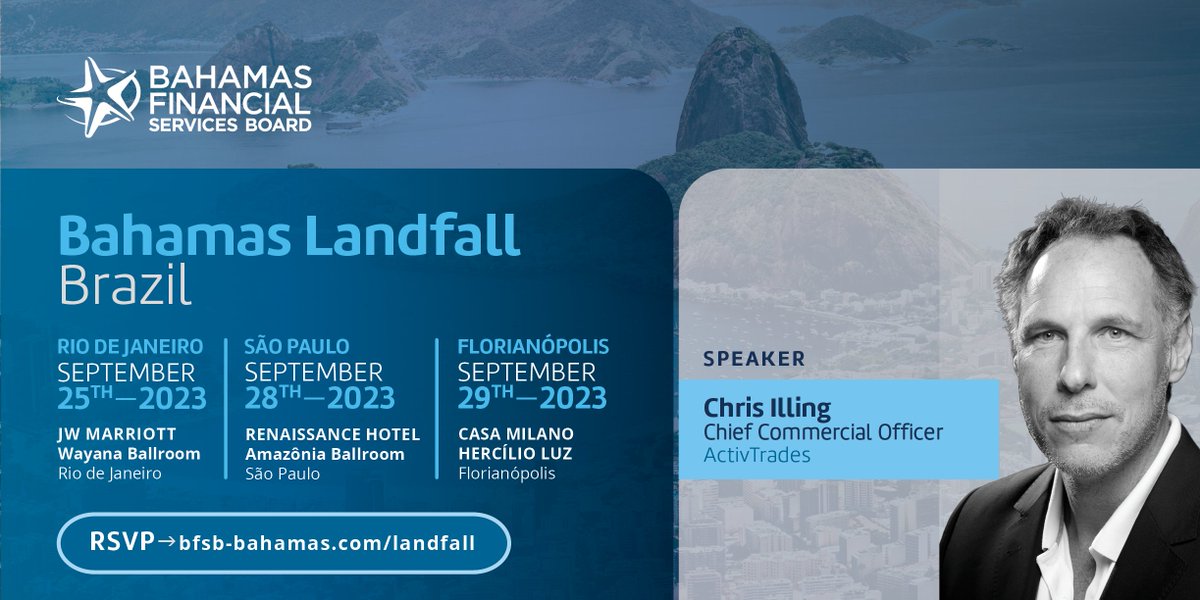 Chris Illing, CCO of ActivTrades Bahamas will be speaking at The Bahamas Landfall: Brazil under the theme “The Bahamas 360: The Complete &amp; Compelling Choice”. 

Agenda &amp; Registration Information (click here): bfsb-bahamas.com/landfall/
 
#TheBahamas360 #BFSB #Brazil