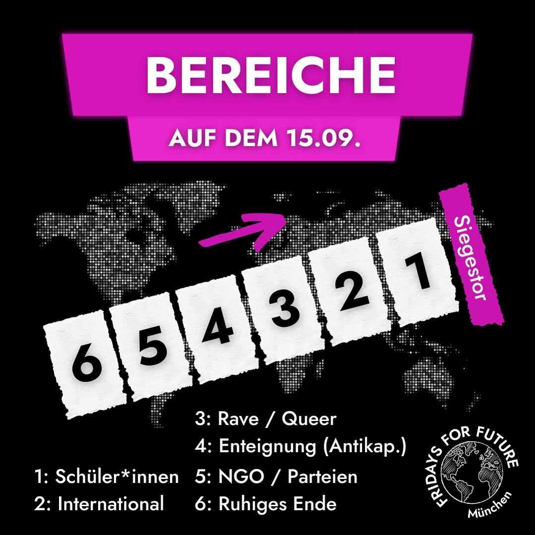 Der Kampf gegen die Klimakrise ist intersektional und die Klimabewegung divers! 🌏 Deswegen wird es bei der Demo am Freitag unterschiedliche Bereiche geben. 🔥
