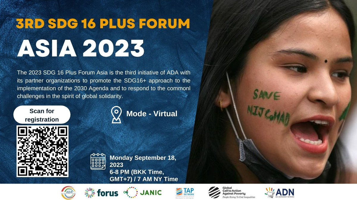 Please join us virtually on September 18 from 7-9 am NY time !! Just click the QR code in the pic below !#sdg16plus #LeaveNoOneBehind #Agenda2030