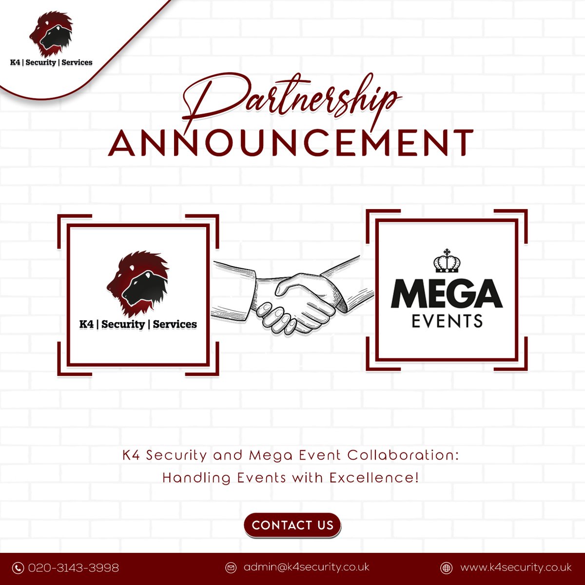 K4 Security is proud to announce our newest partnership with MEGA Events!

#k4securitymegaevents #eventsafety #unforgettableexperiences #eventsecurity #safetyfirst #peaceofmind #safetypartners #eventprotection #secureevents #raisethebar