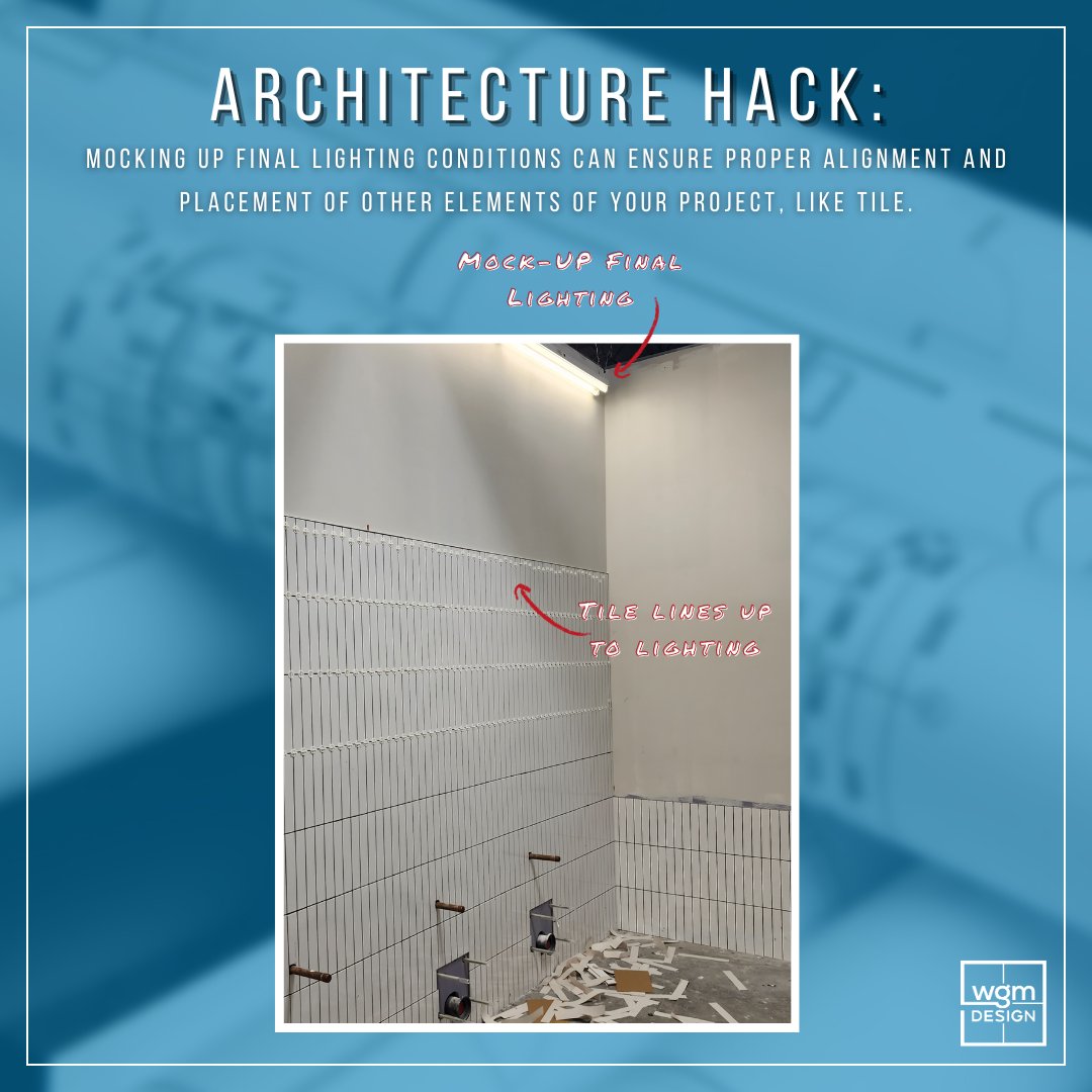 WGMDesignLLP's tweet image. Today's hack is all about lighting💡. Mocking up final lighting conditions can assist with a successful wall tile installation!

The example shown is courtesy of Myers &amp;amp; Chapman at our Safeguard Medical HQ project.

#wgmdesign #architecturedesign #hack #tipsandtricks