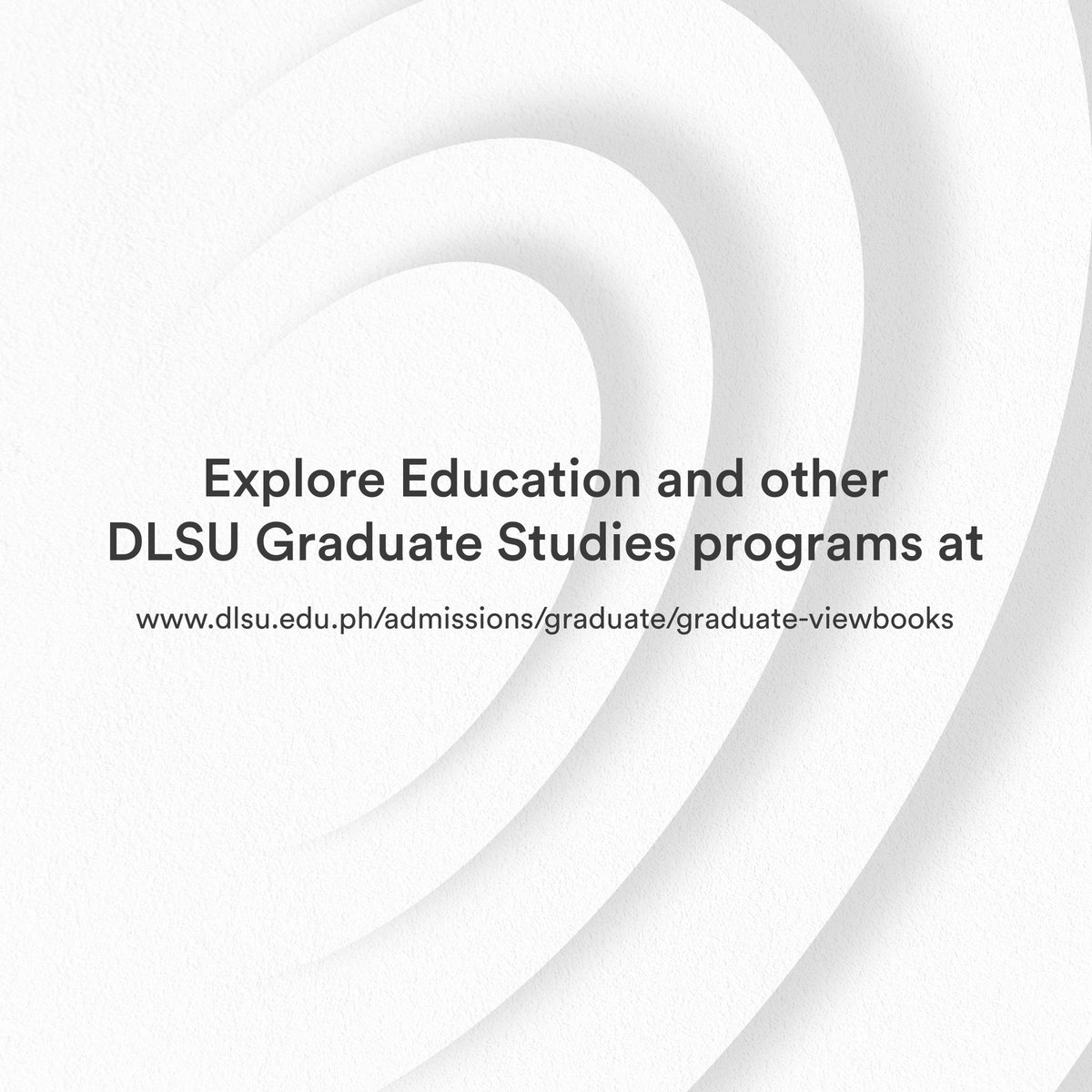 Explore DLSU graduate programs in Education and build a career with impact. Application for Term 2, A.Y. 2023-24 is open until October 14. Apply online @ dlsu.edu.ph/admissions/gra… De La Salle University Graduate Studies Beyond higher learning.®