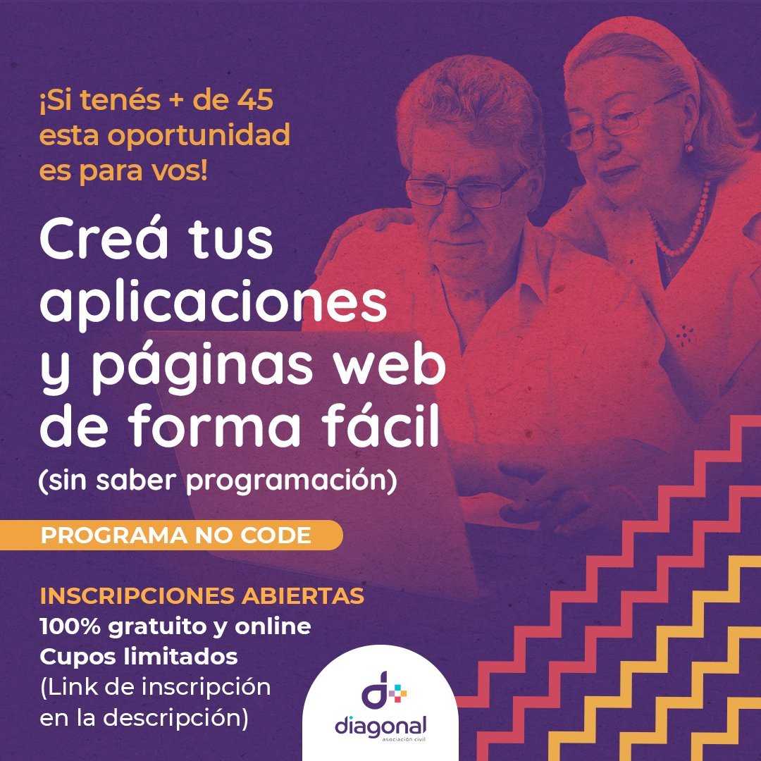 🌟 La formación en #NoCode 📲💻📊 te permite dar vida a tus ideas de manera visual y sencilla, sin necesidad de complicados lenguajes de programación 🎨✨

✍️ Inscribite 👉 forms.gle/E9RUPHpAKdcP7a…

En alianza 🤝 con <a href="/puerta_18/">Puerta 18</a> y con el apoyo de <a href="/BcoHipotecario/">Banco Hipotecario</a> 💪