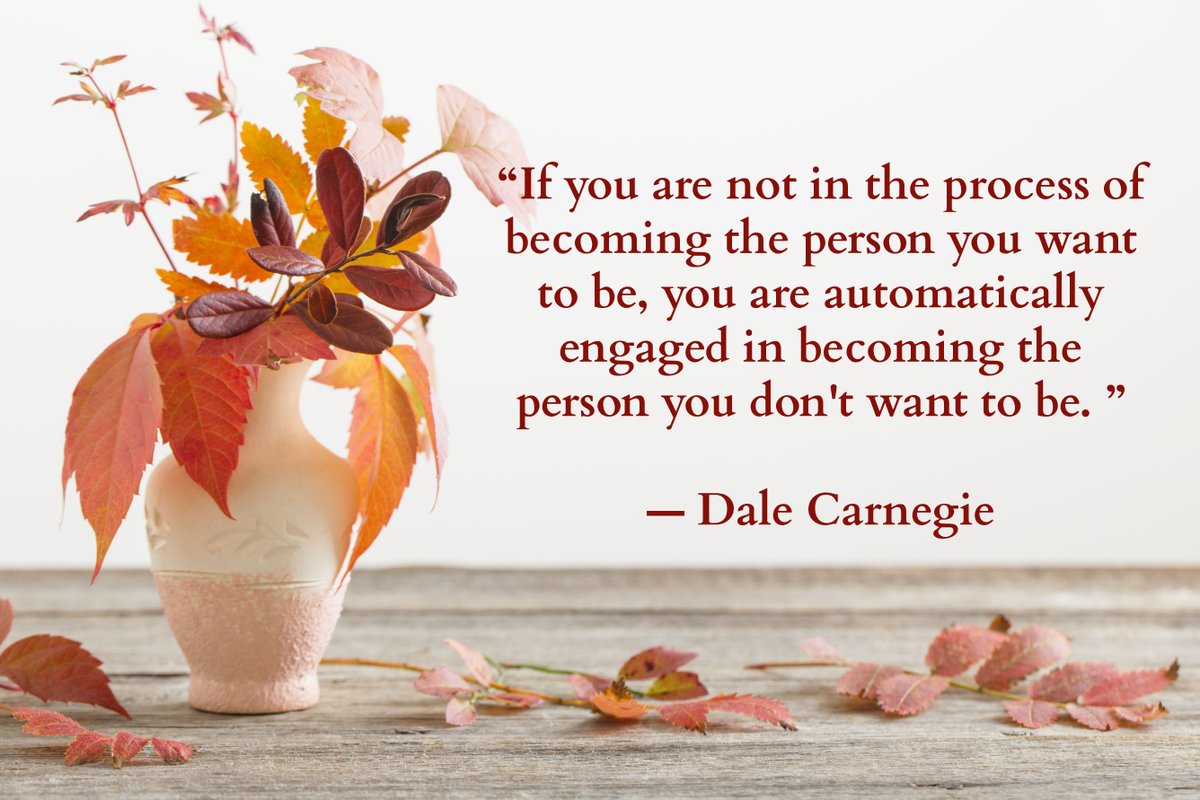 "If you are not in the process of becoming who you want to be, you are automatically engaged in becoming the person you don't want to be." - Dale Carnegie #quote #quoteaday #selfawareness