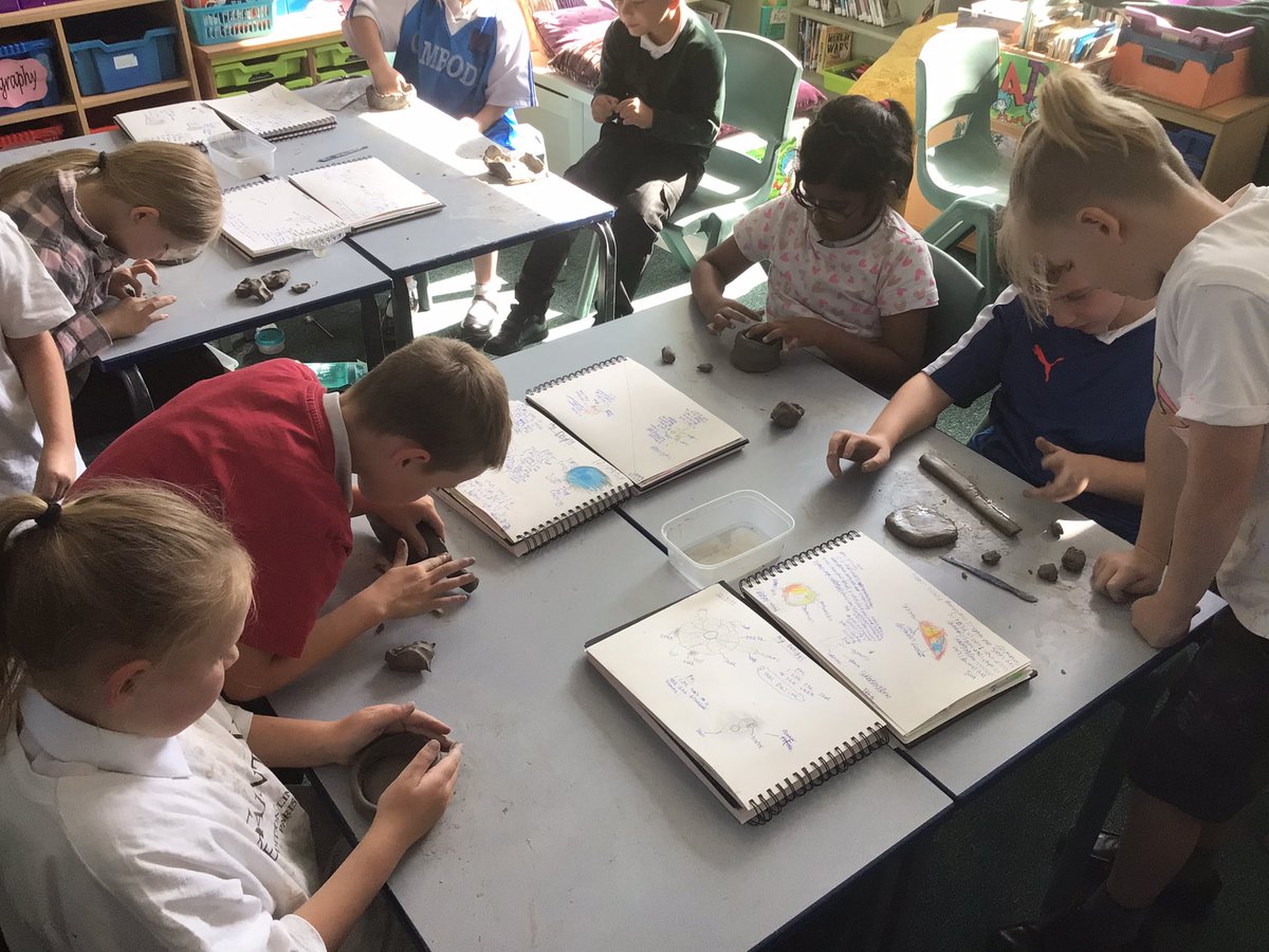 OJS_Year4's tweet photo. Making our clay vessels. Our design brief was to create a vessel that would hold a tea light and had a theme of ‘nature’. We have worked so hard with the designing and making. We will now leave them to dry and hope they stay in one piece 🤞🏼🤞🏼 https://t.co/ZyJEgHtokg