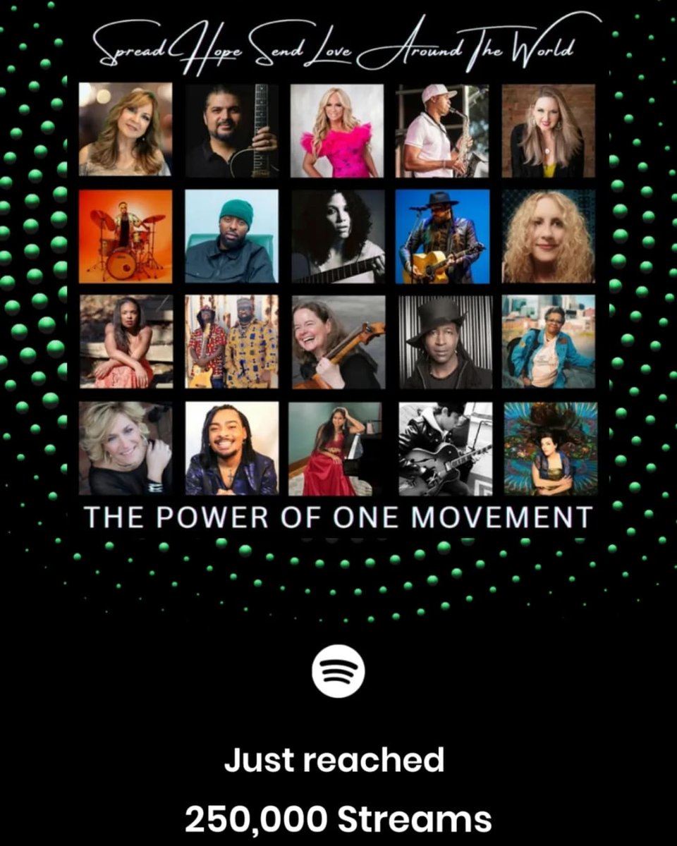 250,000 Spotify streams! Thank you to all! Keep listening, streaming, adding to playlists and sharing with others the message of "Spread Hope Send Love Around The World" ❤🌏☮