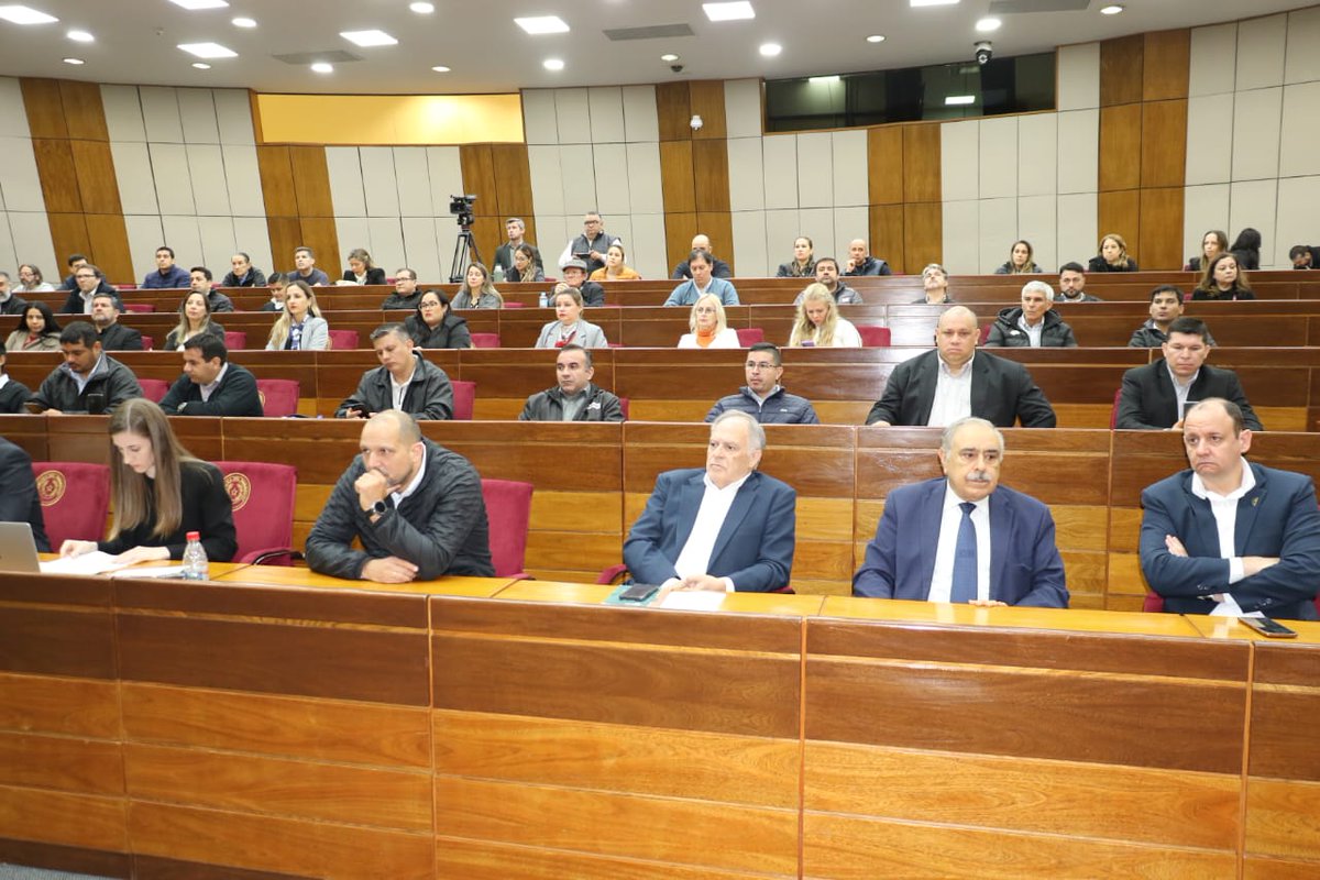 SenadoresPy's tweet photo. En la sala de sesiones del Congreso, inicia el debate en audiencia pública convocada por el senador @ColymSenador, lo acompaña en la mesa principal el senador @JodaOviedoA
Tema: Desvinculación masiva de empleados bancarios y la responsabilidad de la autoridad del trabajo. https://t.co/Bhz0XS9Tey