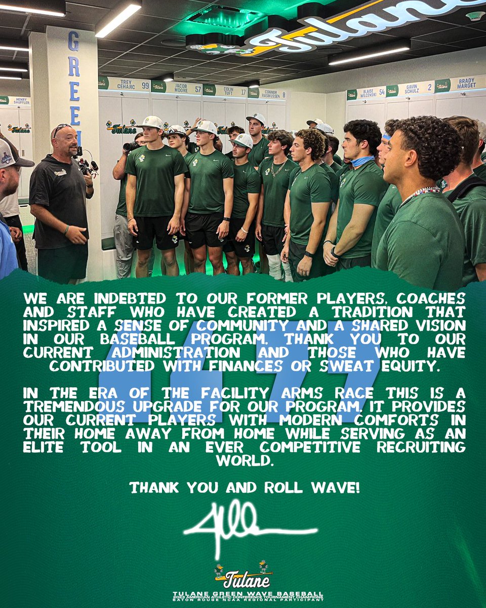 GreenWaveBSB's tweet photo. A message from @jezk1010...

#RollWave 🌊⚾️ https://t.co/Z10UdFUQ0J