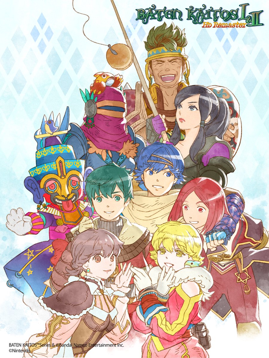 batenkaitos_Re's tweet photo. 君と初めて出会うRPG。
「バテン・カイトス Ⅰ＆Ⅱ HD Remaster」🎊発売です🎊
日暮 央様描き下ろしカウントダウンイラスト！
最後は全員で！

📷＜「最高の自分を見せてください！」

▼公式サイトはこちら▼
https://t.co/kMZVNHIeEs

#バテンカイトス #BatenKaitos https://t.co/9CW7lWYsIm