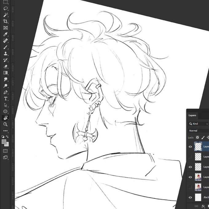 intense urge to draw mitsuo's earring axe today 