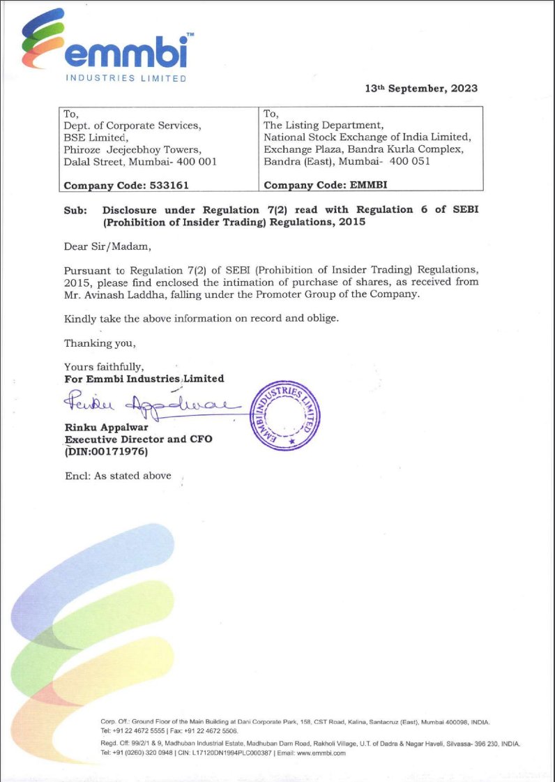 niveyshak's tweet image. Mr. Avinash Laddha acquired 12,000 equity shares, representing 0.07% of the total shares, with a total value of Rs. 12,82,080, through a market purchase on September 12, 2023.

#EMMBI