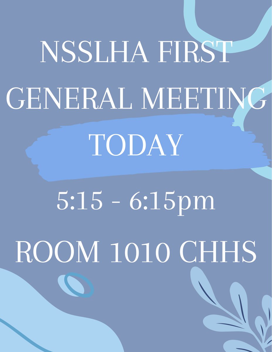 NSSLHAatWMU's tweet image. Today is the day! Meet us in CHHS room 1010 at 5:15 for our first general meeting! Can’t wait to see you all there💫