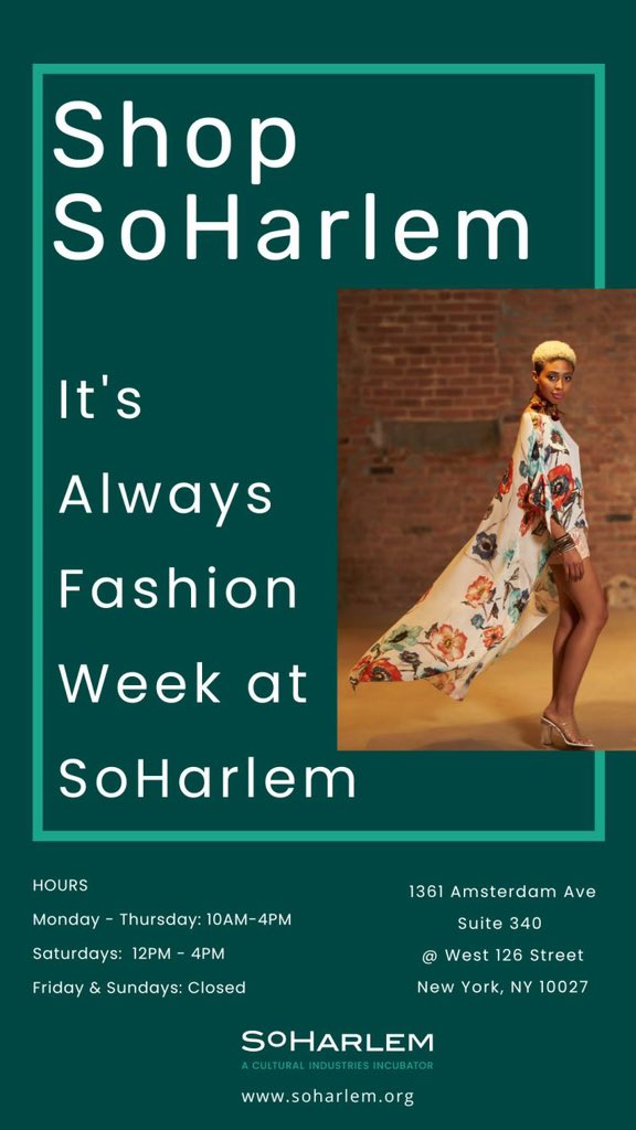 WestHarlemDC's tweet photo. 📢 Shop SoHarlem 📢

Harlem has style, flavor &amp; flyness galore. With that said, it’s always #FashionWeek @ #SoHarlem. Get your FLY on at SoHarlem &amp; KEEP those #HarlemDollars in #Harlem.

Check out: https://t.co/dJg2oFfJAW

#HarlemFashion #WHDC #Harlem #WestHarlem #HarlemUSA https://t.co/xKTn0oUN4N