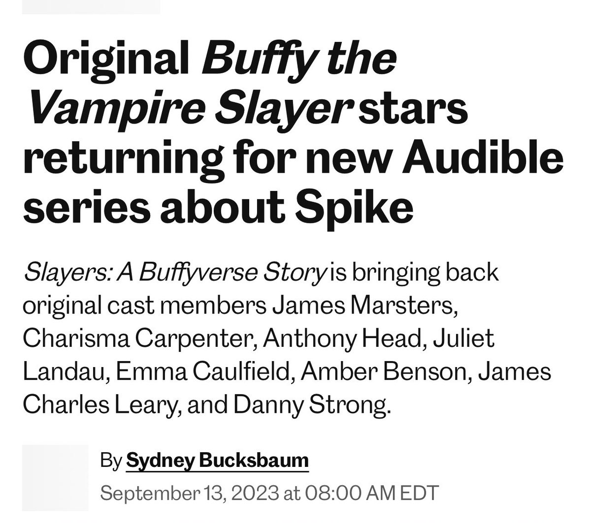 the original cast of buffy are returning for an audible spin off series titled “slayers”!!! this is NOT. a drill!! 

ew.com/podcasts/buffy…