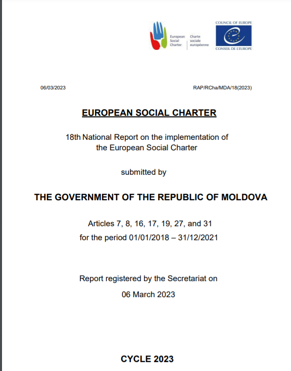 🔖Republica #Moldova: Raport national privind implementarea Cartei Sociale Europene (Revizuite), 'Copii, familie, migranti'
➡️tinyurl.com/3zwxhwdd

#EuropeanSocialCharter @CoESocialRights  #SocialCharter #SocialSecurity #SocialCohesion