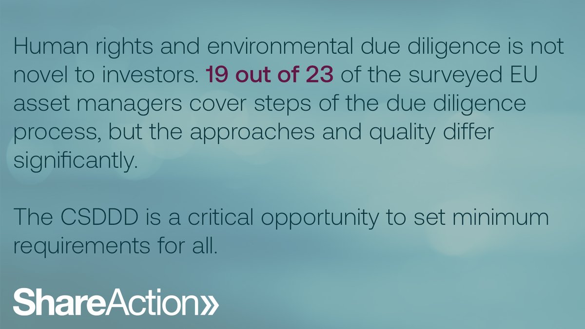 The Corporate Sustainability Due Diligence Directive is currently being negotiated by European policymakers. It's an opportunity to establish due diligence obligations for companies to address their adverse impacts on human rights & the environment. shareaction.org/policies/share… 1