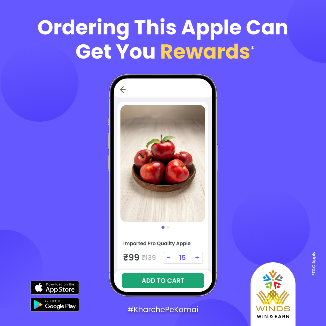 windsapp's tweet photo. Buy fresh 🍎 via #Swiggy, #BigBasket or #BlinkIt vouchers from the #WINDSApp 📲 & enjoy exciting rewards 💰

Download the app today👇
https://t.co/YXkDM5LauD

#KharchePeKamai #Grocery #Shopping #OnlineShopping #Vouchers #BillPayments #Trending #TopicalSpot #AppleEvent #iPhone #MomentMarketing