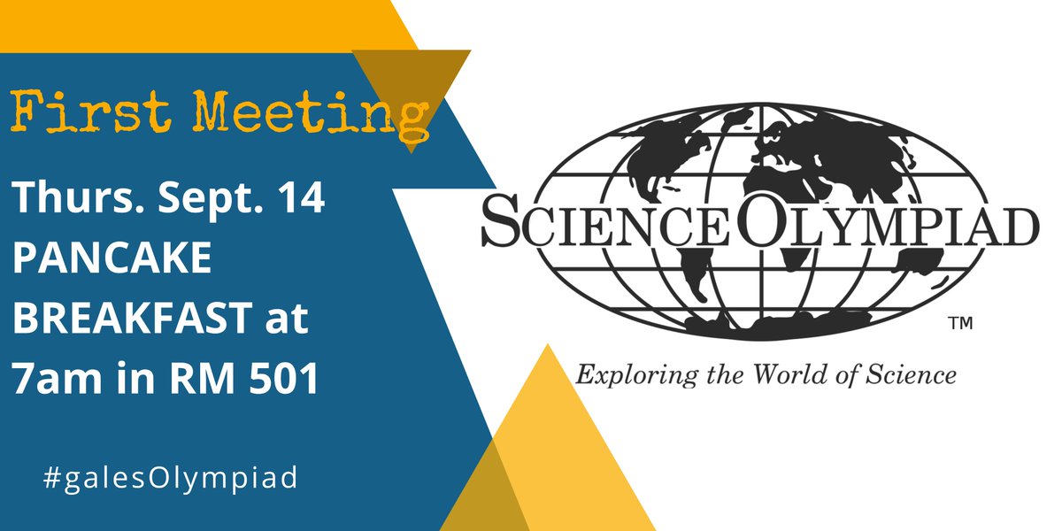 Science Olympiad! Breakfast Thurs 7am in room 501. All of my best conversations happen around food, hopefully you can join us for a fun time discussing our group and our goals for this year. #granvillepike #galesOlympiad