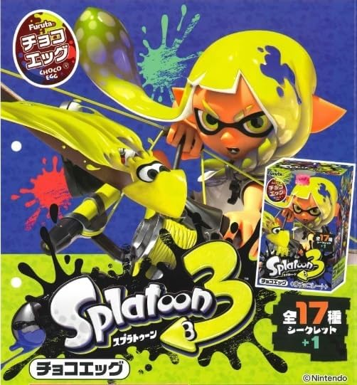 SplaLog's tweet photo. 大人気のおもちゃ付きお菓子「チョコエッグ」から、『#スプラトゥーン3』verがついに登場🔥

卵型チョコの中に、フィギュア入りカプセルが入っています✨
フィギュアのラインナップは、すりみ連合やコジャケ、ジャッジくん、クマサンなど17種+シークレット1種の全18種です！

https://t.co/Aj2KEW4yog https://t.co/T56iTzOBj0