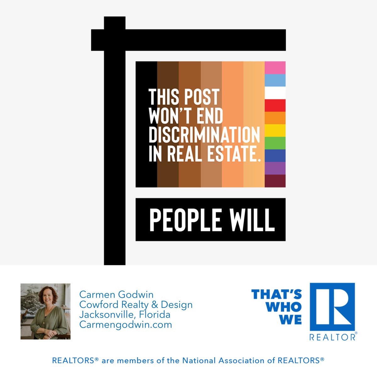 CarmenBadass's tweet photo. I am not naive. I know posting about fair housing won't make it a reality. But People Will! As REALTORS we have the power to make change. And if we can bring awareness we can make our city a better place FOR ALL!
@cowford.realty
#jacksonvillerealestate #fairhousing https://t.co/K19UIwDLNy