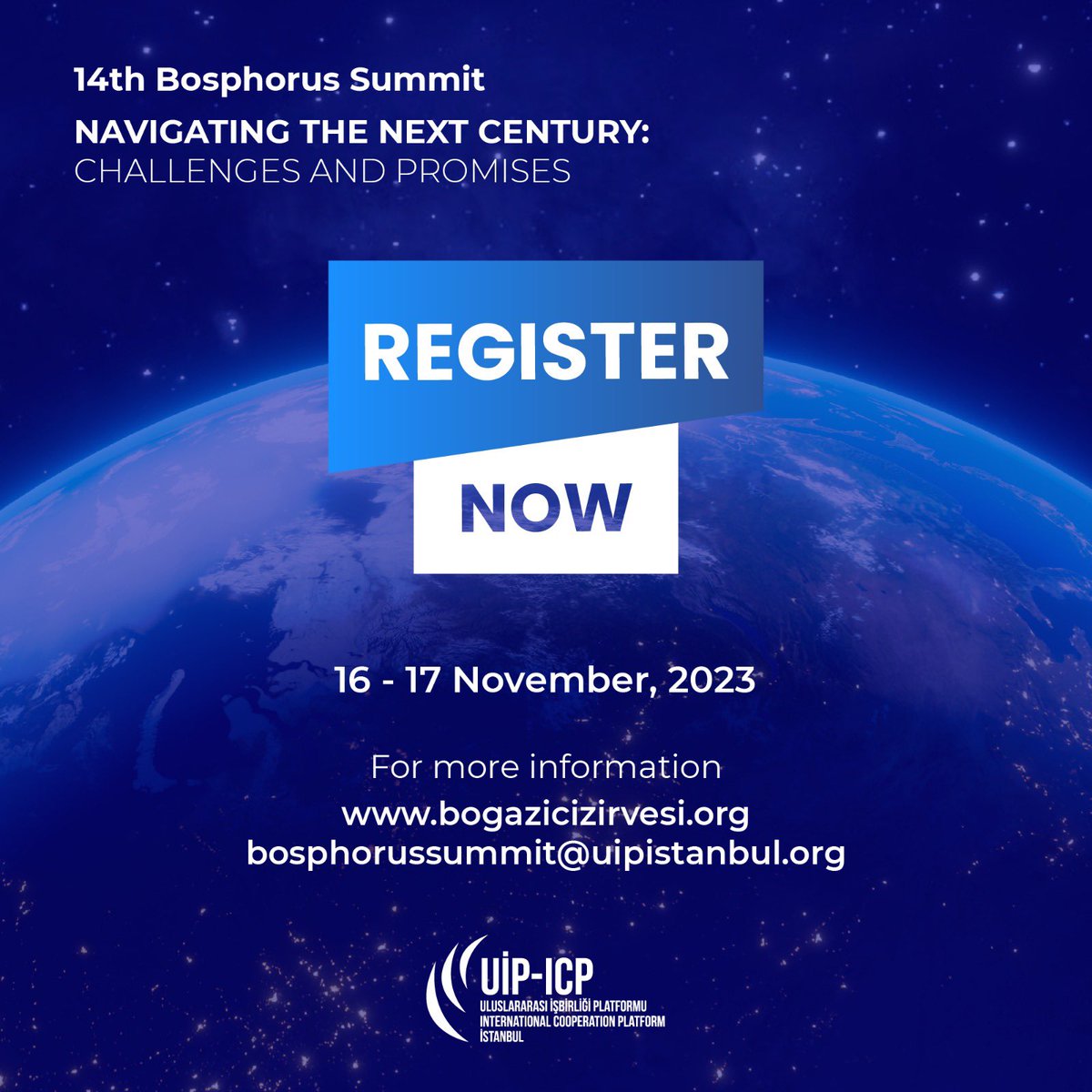 14. Boğaziçi Zirvesi için kayıtlar başladı! Ayrıntılı bilgi ve kayıt için internet sitemize göz atabilirsiniz.

14th  Bosphorus Summit registration is now open! You can check our site for more information.

bogazicizirvesi.org