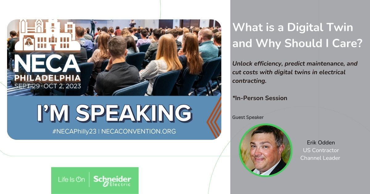 Swesterf's tweet photo. 🔌 Ready to level up your electrical infrastructure operations? Join us on Oct 2, 2023, in Philly where Erik Odden will demystify digital twins &amp; share how to harness them for efficiency, productivity &amp; cost savings. #NECA #NECA2023

👉 Register now: https://t.co/3hz2YdRRCe https://t.co/JkXRaQOqnv