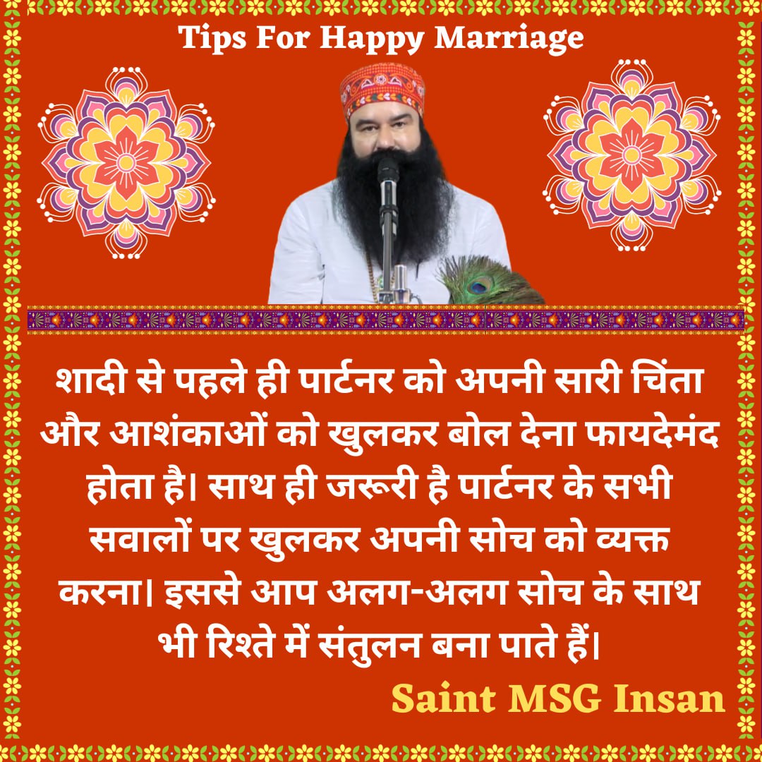 gursharanmann7's tweet image. #TipsForHappyMarriage

Saint MSG Insan