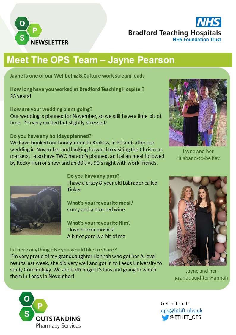 BTHFT_OPS's tweet photo. 💚OPS August Newsletter💚...with our new feature of 👋Meet the OPS Team 👋... we hope you enjoy learning more about Jayne Pearson, one of our Wellbeing and Culture Workstream Leads. #opsfamily https://t.co/K4Xq2ICXLQ