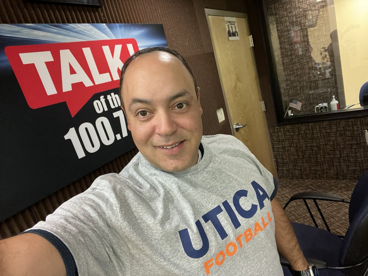 Had the honor of guest hosting @_talkfm and got the best payment ever.  My favorite football teams merch @uticauniversity @Utica_Pioneers @CoachFaggiano #UticaGuy