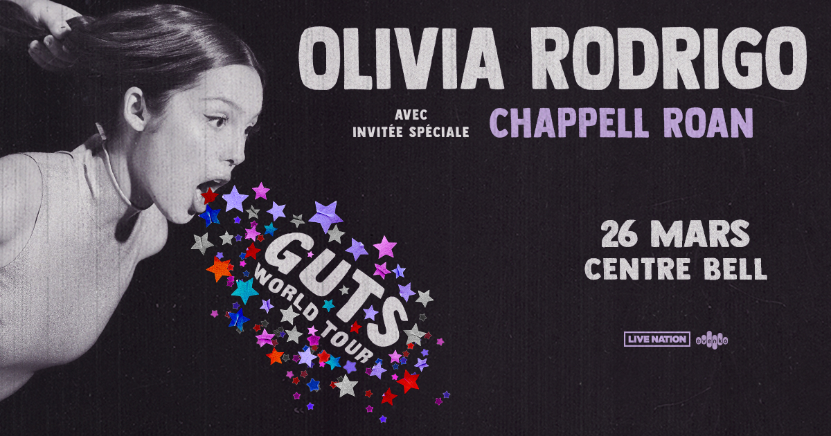 evenko's tweet photo. NOUVELLE ANNONCE : GUTS world tour d’Olivia Rodrigo arrive au Centre Bell le 26 mars ! 💜

Inscrivez-vous MAINTENANT pour accéder aux billets ! Les inscriptions se terminent le dimanche 17/09. Visitez https://t.co/ekkUjt86kW 🎟

-

JUST ANNOUNCED: Olivia Rodrigo’s GUTS world tour is coming to Bell Centre on March 26! 💜

Register NOW to access tickets! Registration ends Sunday, 9/17. Visit https://t.co/ekkUjt86kW 🎟