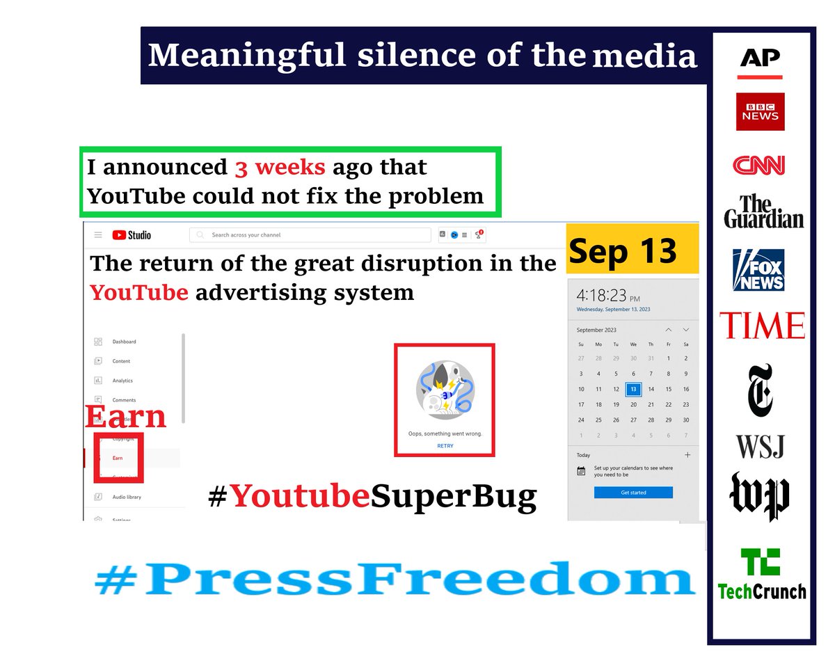 googlesuperbug's tweet image. News: bultannews.com/003Txg
YouTube's inability to fix the major glitch more than 3 weeks after I announced it
#YoutubeSuperBug
#GoogleSuperBug
#PressFreedom
@levynews
@geoffreyfowler
@Katie_Roof
@ellenhuet
@IanLJones98
@evanderburg
@shadez
@sarahintampa
@Victoryabro