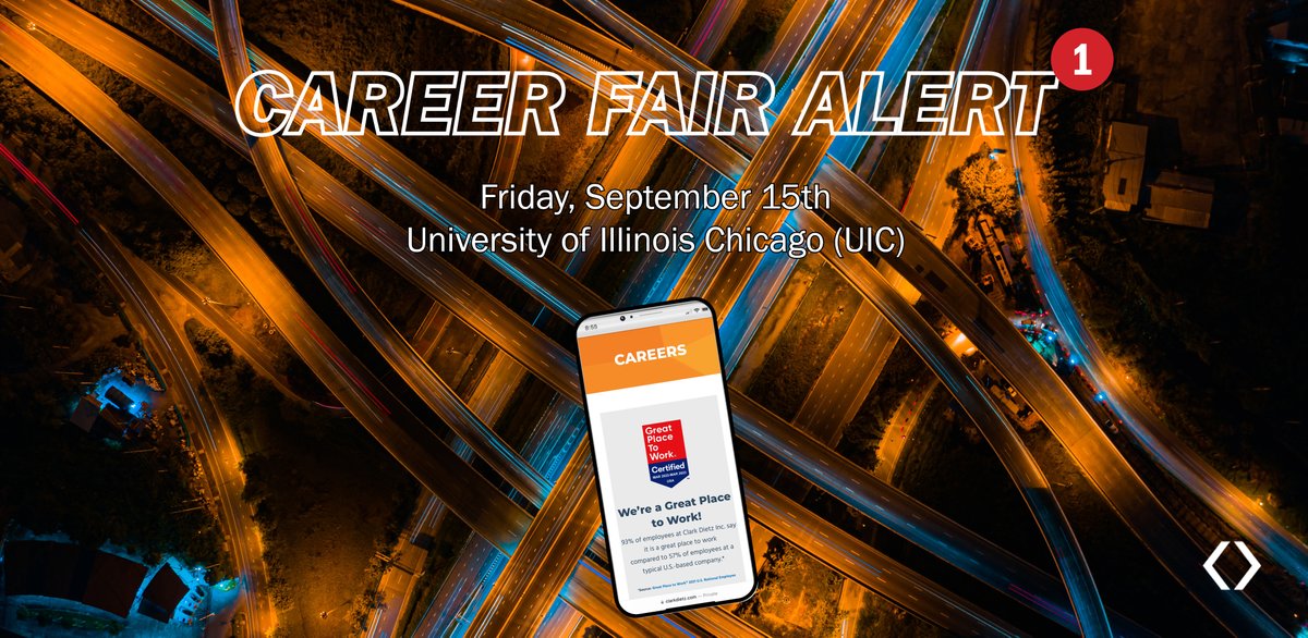 Clark Dietz will be attending one career fair this week on Friday, September 15th at University of Illinois Chicago (UIC).

More details for the upcoming Fall 2023 career fairs will be announced in the coming weeks.

#EngineeringQualityofLife #FallCareerFairs2023 #UIChicago