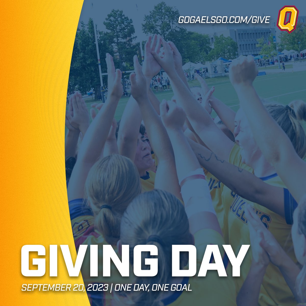 SAVE THE DATE: Queen's Gaels Giving Day is coming! Support your Gaels through giving on Wednesday, September 20, 2023.

💻: gogaelsgo.com/give

#ForGold | #ChaGheill | #OneDayOneGoal