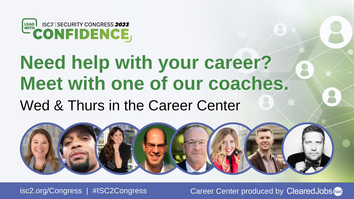 Join us at the Career Center for exclusive 1:1 Career Coaching sessions with our expert coaches on October 25th and 26th during #ISC2Congress!

Don't miss this opportunity to supercharge your career💼💪

ow.ly/6efW50PIro7