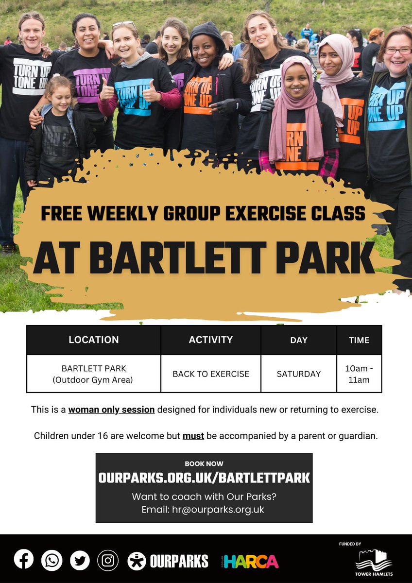 WeAreWellOne's tweet photo. Looking to get fitter and stronger? 🏋️‍♀️🤸‍♀️

@OurParksUK offers FREE women-only exercise sessions at Bartlett Park every Saturday morning.
Perfect for beginners or if  it's been a while! 😅

Book your spot at https://t.co/oD77NIUqaa

#Fitness #Poplar #E14 #London #FREE #Community https://t.co/423E6cF4P7