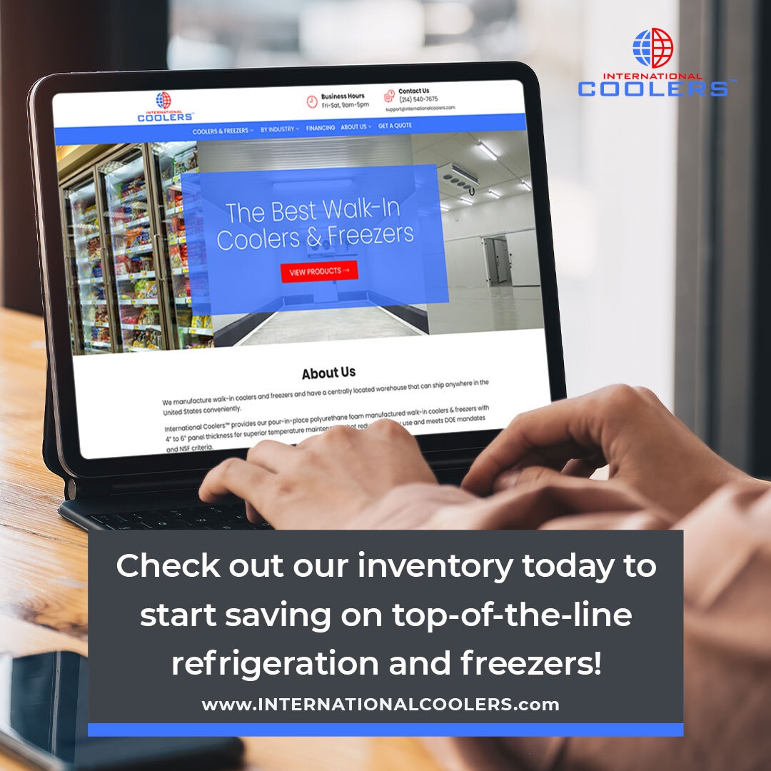 Let us help you get the most out of refrigeration and freezers for your business. 👇 🌐 internationalcoolers.com #InternationalCoolers #DallasTX #WalkInCooler #WalkInFreezer #DriveInCooler #DriveInFreezer #RefrigerationSystem #FreezerSystem