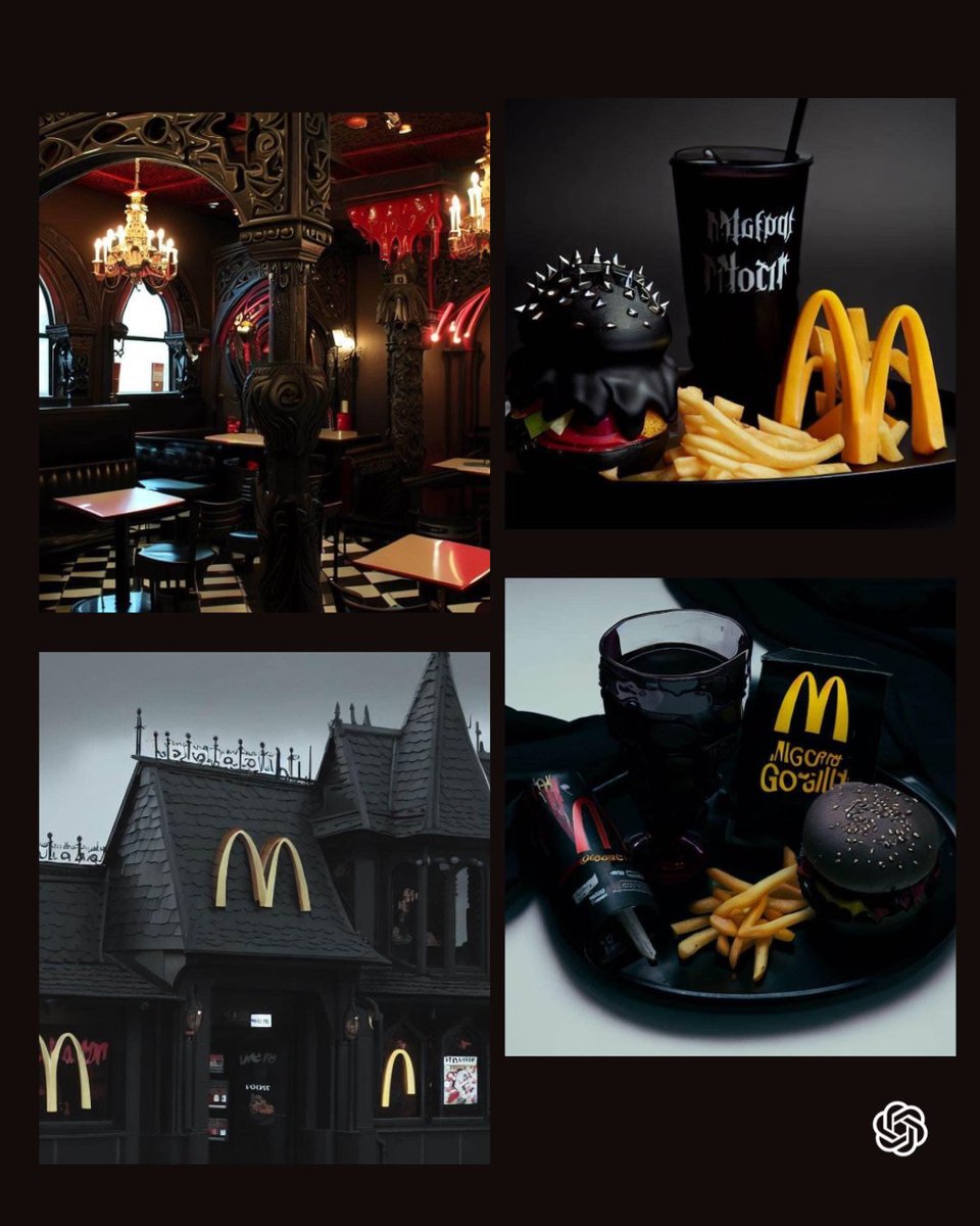 CreativeAIboost's tweet photo. Welcome to Goth McDonald’s by @aineoart 🖤 

Follow us for more unique Art!

Follow for more PROMPT engineering &amp; Neo-Art content. Stay tuned for captivating visuals and creative inspiration. 

#midjourney #ai #GothMcDonalds #UniqueArt #PROMPTengineering #NeoArt https://t.co/X99DwpzSRE