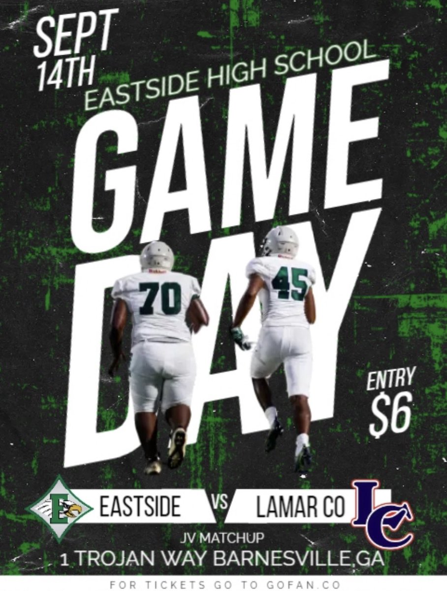 JV BACK IN ACTION TOMORROW VS LAMAR COUNTY!! GET YOUR TICKETS NOW!! 

🎟️ gofan.co/event/1063062?…

#WeBleedGreen🦅 #OurStandard
