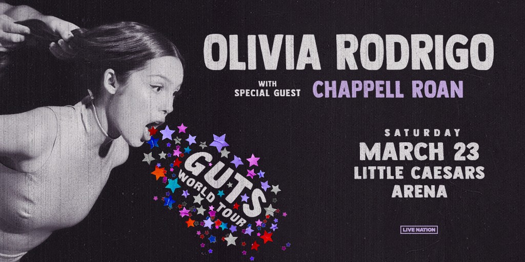 LCArena_Detroit's tweet photo. JUST ANNOUNCED: @oliviarodrigo's GUTS world tour is coming to @LCArena_Detroit  on Saturday, March 23, 2024! Register NOW to access tickets! Registration ends Sunday, 9/17. Visit https://t.co/CTu6UBeK6e https://t.co/JfkwmBeHgb
