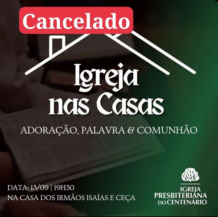 ipcentenario's tweet photo. Bom dia irmãos, graça e paz! 

*O culto de hoje na casa dos irmãos Isaías e Ceça está cancelado. Temos possibilidade de chuvas a noite, e o acesso tá difícil por causa das chuvas. Logo em breve vamos comunicar uma nova data. Deus abençoe nosso dia!*🙏🏽 https://t.co/whlNOsPaM8