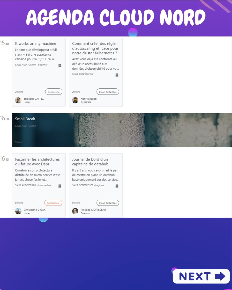 🎉 L'Agenda est presque FINALISÉ !

Les chiffres:

🚀 25 conférences/CodeLabs sur 3 tracks

🎙️ 35 speakers
<a href="/LapougeSolene/">Solène Lapouge</a> <a href="/sebi2706/">Sébastien Blanc 🇪🇺 🥑</a> <a href="/wildagsx/">Stéphane Philippart 🥑🍊</a> <a href="/zwindler/">emma zwilow</a>  <a href="/lpiot/">Ludovic Piot</a> <a href="/laurentgrangeau/">Laurent Grangeau 🇫🇷🐳☁️⚡</a> etc.

👥 400 participants

🤝20 sponsors et partenaires

📍Euratechnologiesà Lille le 12/10

🧵 THREAD