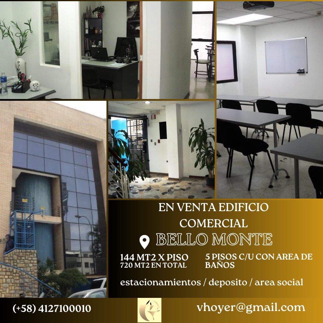 vaneshoy's tweet photo. En #venta edificio de #oficinas totalmente funcional en zona estratégica comercial #bellomonte cerca de C.C: #elrecreo #Caracas #venezuela https://t.co/d6pshoC6x7
