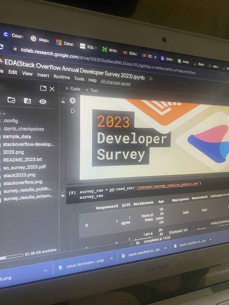 Starting a new Portfolio project with python today.

📍The EDA  is to gain a deep understanding of the stackoverflow developer community, technology adoption(most programming languages currently use among developers), career aspiration and also work environment impact.
#datafam