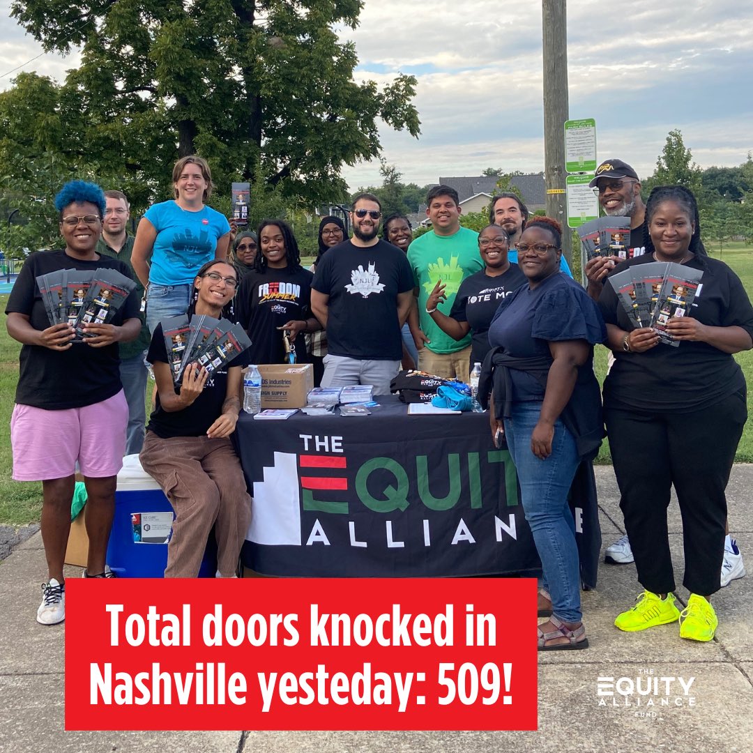 TEAF_Votes's tweet photo. Reporting live from the 615, we’re excited to share that we knocked 509 doors yesterday! 🙌🏾

With the combined efforts of our day Street TEAm and our joint canvass w/ @NJLVotes and @TIRRCVotes, we made an undeniable impact in mobilizing our community to #GOTV! https://t.co/8MgxGygfF6