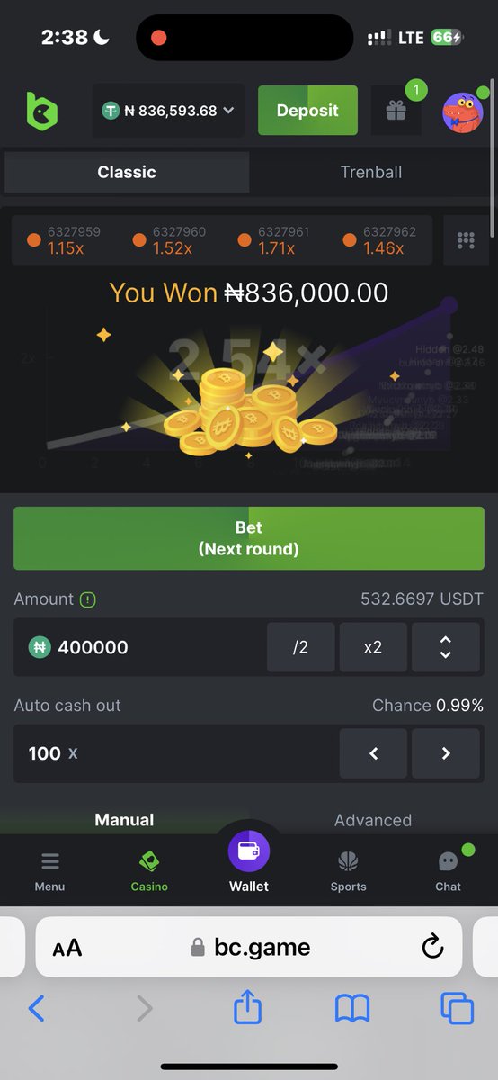 feranmi_flash1's tweet photo. 836k just boom on bc 🔥🥶🫣

First 300 retweet’s drop Aza 

Play here 👉https://t.co/lpD1Zx8NKK after funding with nothing less than 50k let me know. https://t.co/L0uW7c8DzH