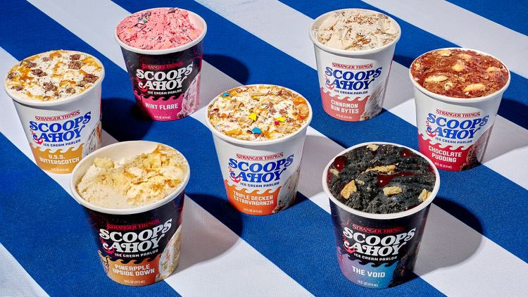 DiscussingFilm's tweet image. Scoops Ahoy ice cream will sold from September 13, in 7 different flavours:

• The Void 
• Mint Flare
• Chocolate Pudding
• U.S.S. Butterscotch
• Cinnamon Bun Bytes 
• Pineapple Upside Down
• Triple Decker Extravaganza