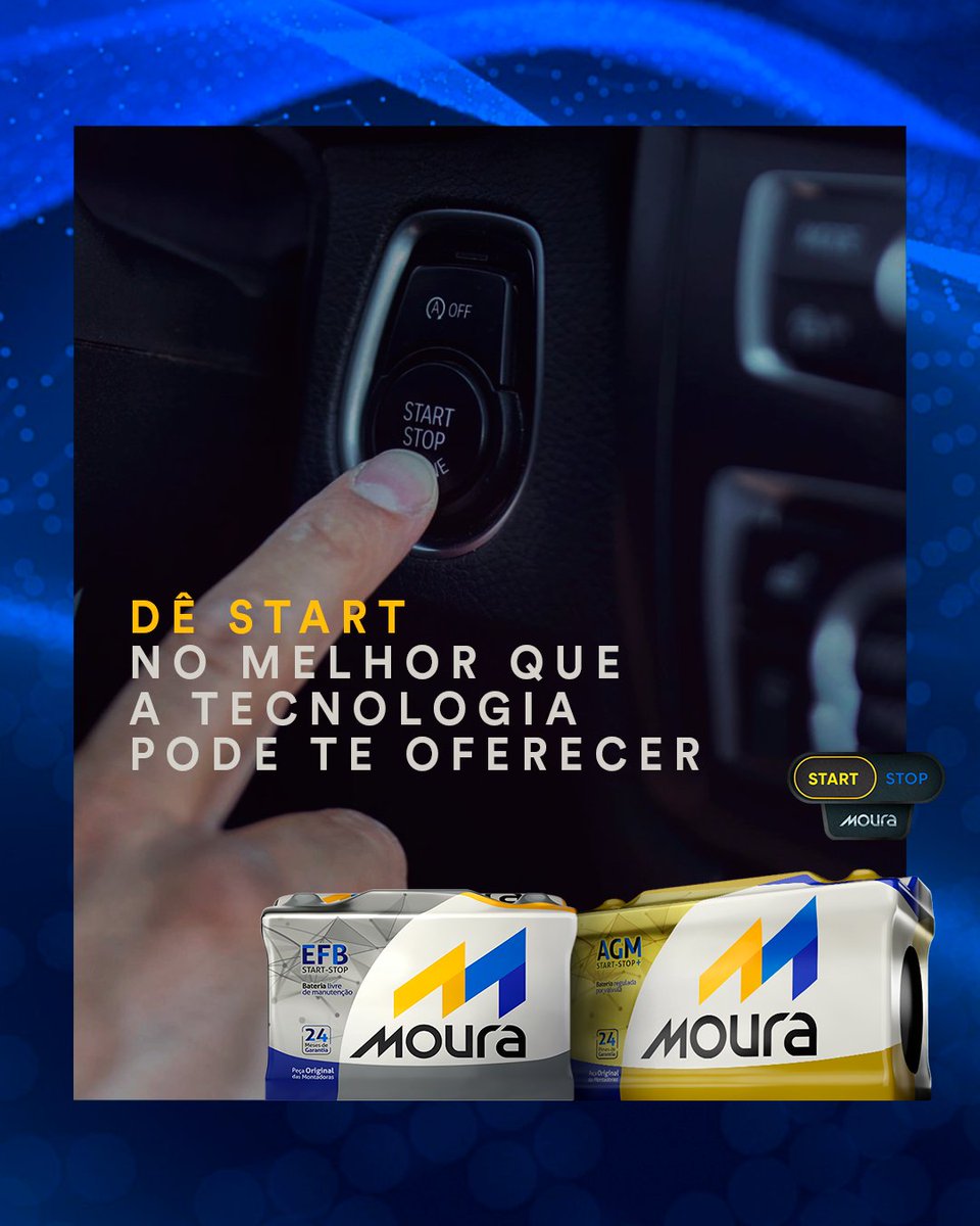 bateriasmoura's tweet image. O motor do seu carro merece uma energia à altura. Moura, a melhor escolha.

#MouraBaterias #StartStop #MelhorEscolha