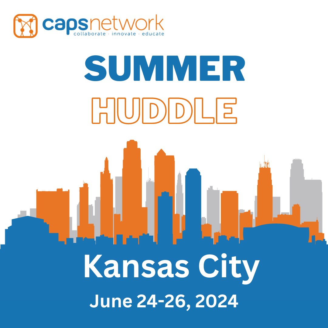 We're going to Kansas City! Kansas City here we come! Mark your calendars for CAPS Network Summer Huddle June 24-26, 2024. loom.ly/v3bH6OI #capsnet #caps100 #SummerHuddle24