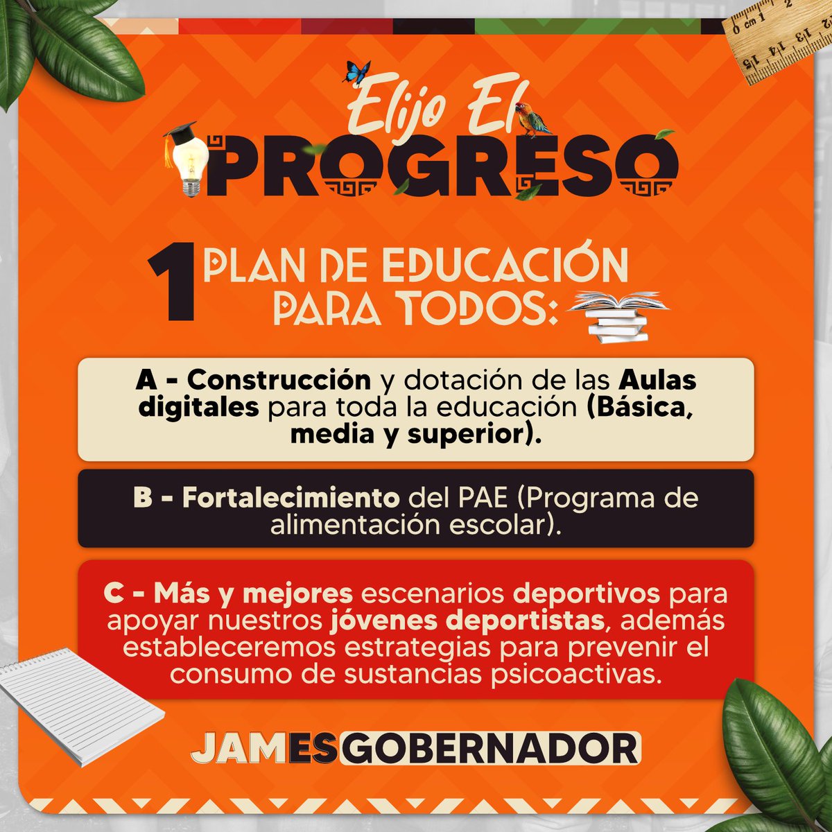 EsJamesUrrego's tweet photo. #ElijoElProgreso🏡

⚡️#Electrificación, 📕#Educación y 🏠#Vivienda digna serán nuestros ejes para #Promover el #Progreso en nuestro departamento, siempre de la mano de los comunidades rurales y aquellas más olvidadas.
Junto a ustedes #Haremos #CRECER nuestra #Tierra. https://t.co/tyYADLrQML