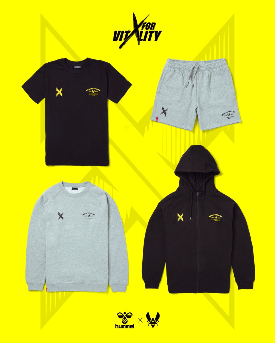 TeamVitality's tweet photo. We've got you covered head to knees 👕🩳  

The Vitality 10th Anniversary Collection is here https://t.co/JyPLbFCdip